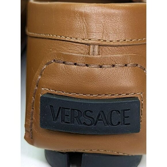 Versace Men's Medusa Coin Biggie Leather Slip On Penny Drivers Size 43 MSRP $775 - Picture 6 of 11
